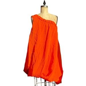 Y2K Elizabeth and James Orange asymmetrical puff babydoll dress M